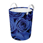 Royal Blue Rose Print Round Laundry Basket