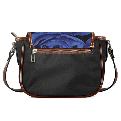Royal Blue Rose Print Saddle Bag
