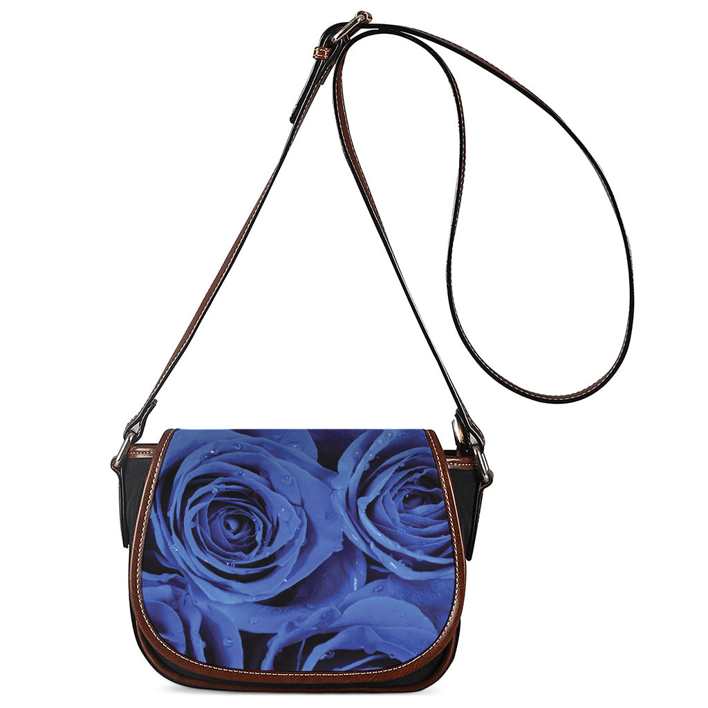 Royal Blue Rose Print Saddle Bag