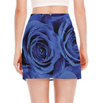 Royal Blue Rose Print Side Slit Mini Skirt