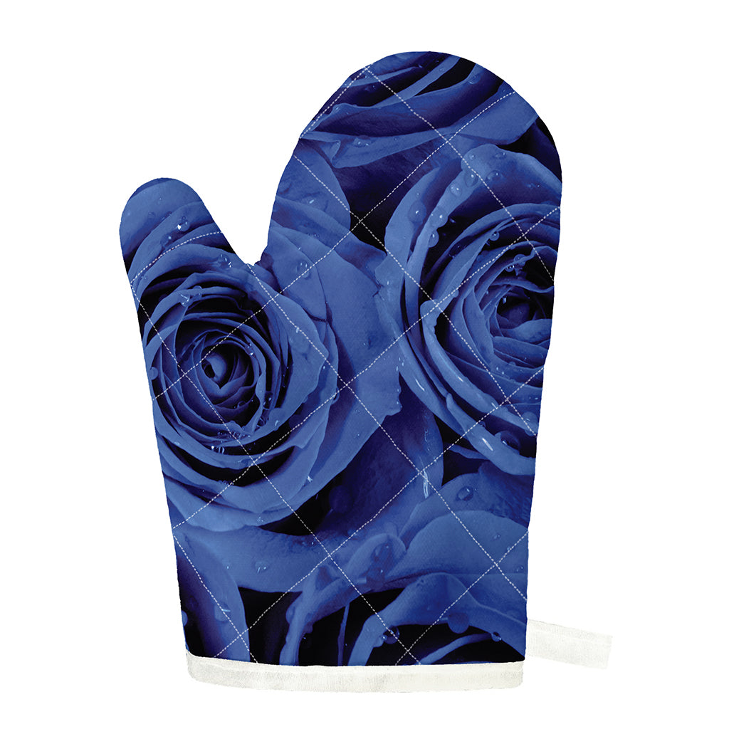 Royal Blue Rose Print Single Oven Mitt