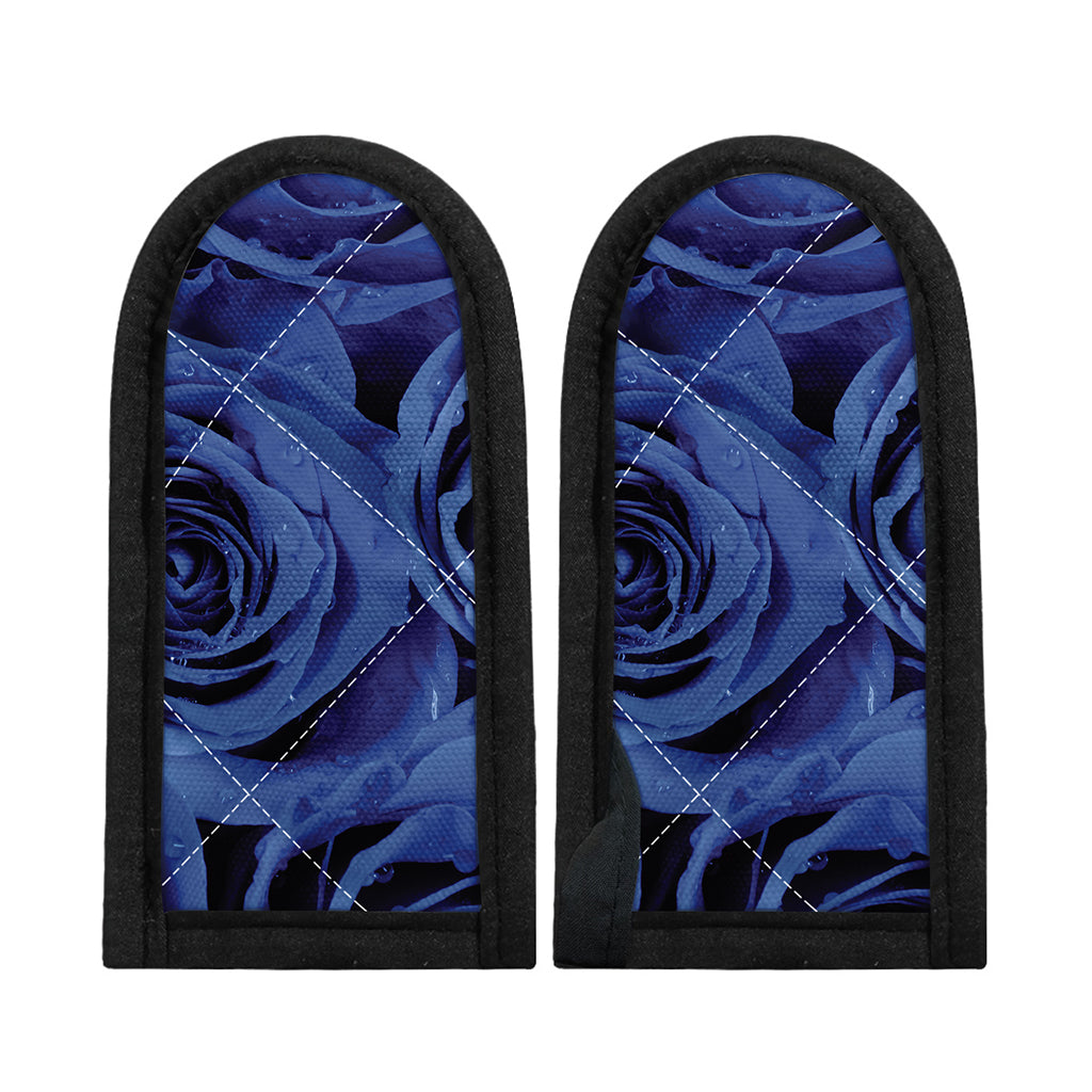 Royal Blue Rose Print Skillet Handle Cover
