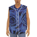 Royal Blue Rose Print Sleeveless Baseball Jersey