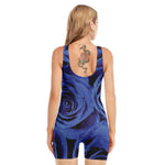 Royal Blue Rose Print Sleeveless One Piece Swimsuit