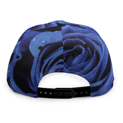 Royal Blue Rose Print Snapback Cap