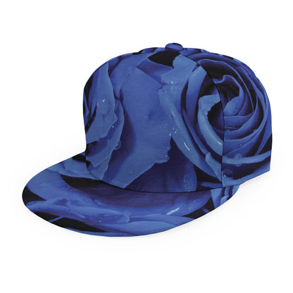 Royal Blue Rose Print Snapback Cap