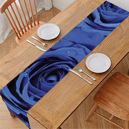 Royal Blue Rose Print Table Runner