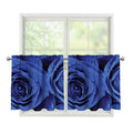 Royal Blue Rose Print Tier Curtains