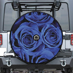 Royal Blue Rose Print Tire Cover With Camera Hole