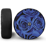 Royal Blue Rose Print Tire Cover With Camera Hole