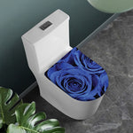 Royal Blue Rose Print Toilet Lid Cover