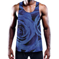 Royal Blue Rose Print Men's Workout Tank Top