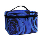 Royal Blue Rose Print Travel Makeup Bag