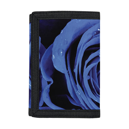 Royal Blue Rose Print Trifold Wallet
