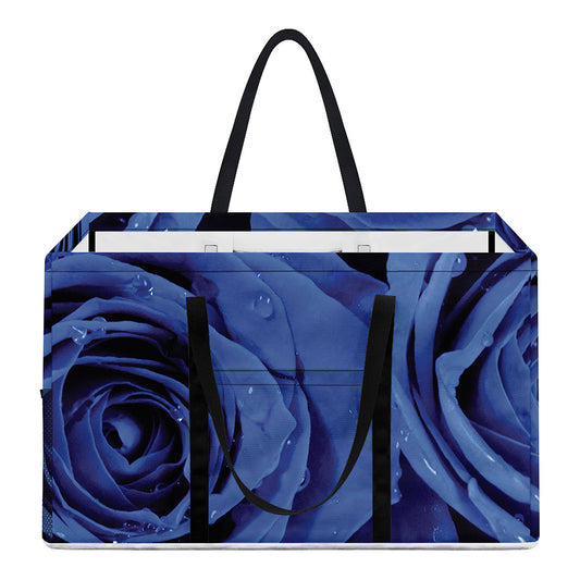 Royal Blue Rose Print Utility Tote Bag