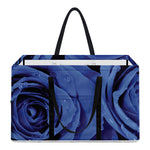 Royal Blue Rose Print Utility Tote Bag