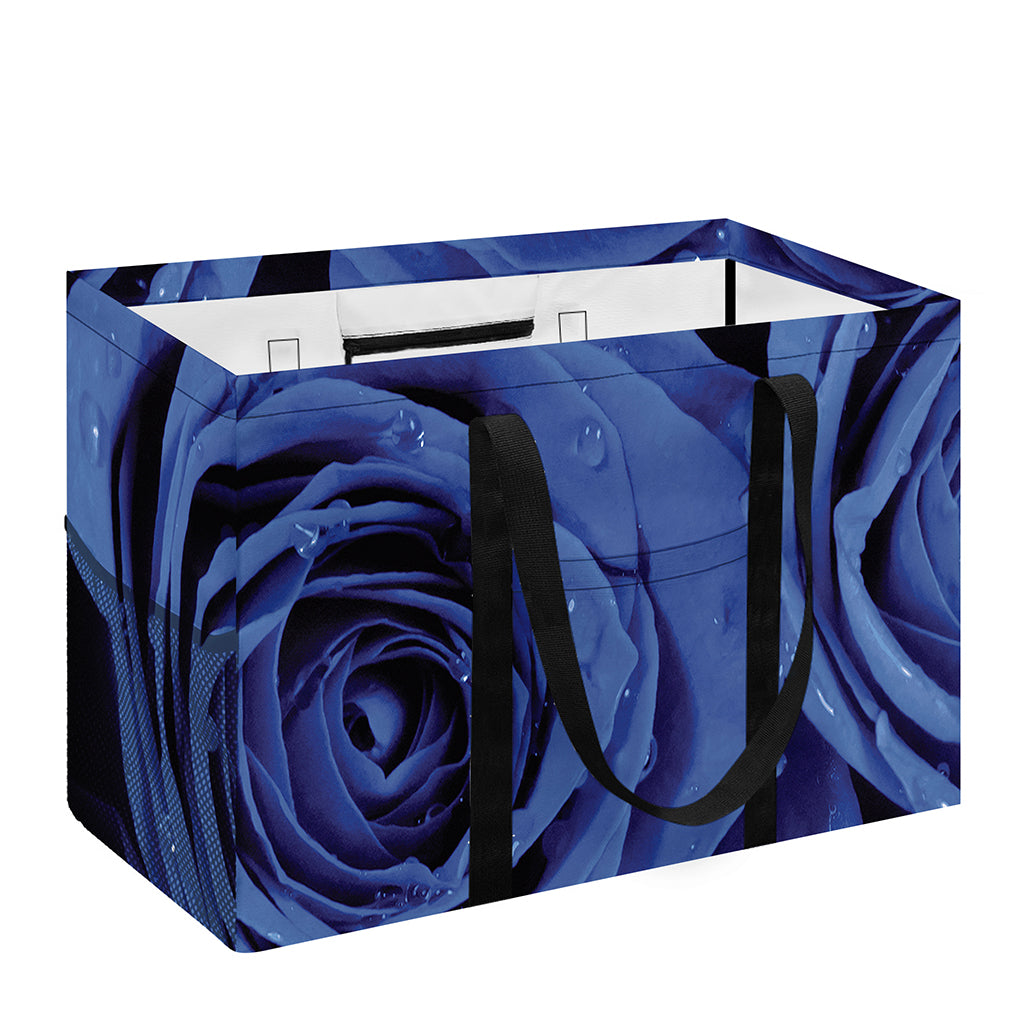 Royal Blue Rose Print Utility Tote Bag