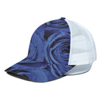 Royal Blue Rose Print White Mesh Trucker Cap