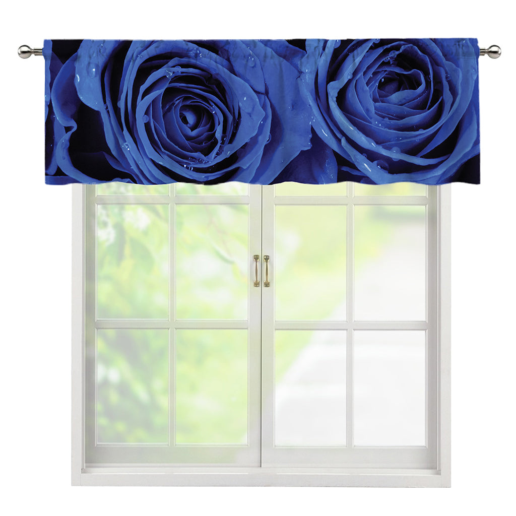 Royal Blue Rose Print Window Valance