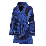 Royal Blue Rose Print Women's Bathrobe