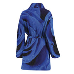 Royal Blue Rose Print Women's Bathrobe