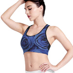 Royal Blue Rose Print Women's Sports Bra