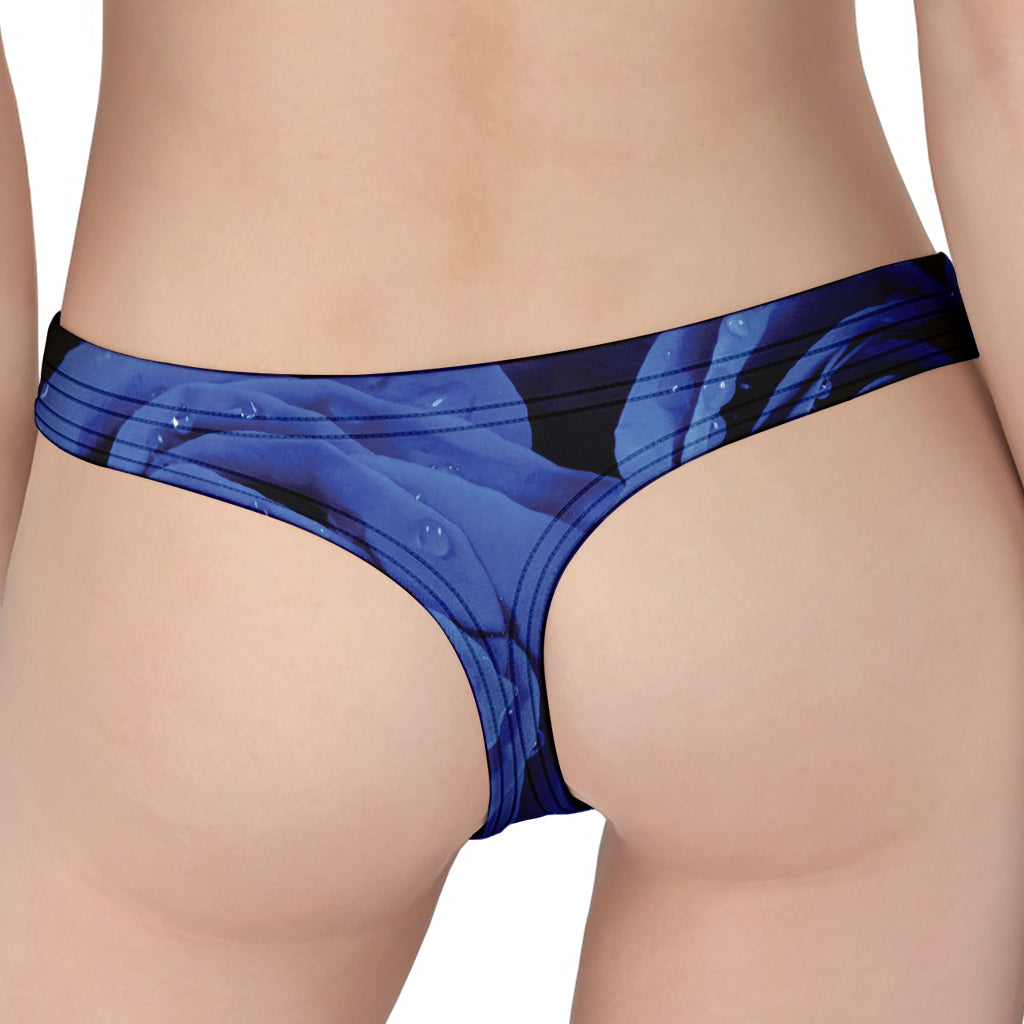 Royal Blue Rose Print Women's Thong