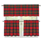 Royal Stewart Tartan Pattern Print 3 Piece Kitchen Curtains