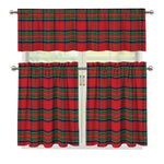 Royal Stewart Tartan Pattern Print 3 Piece Kitchen Curtains