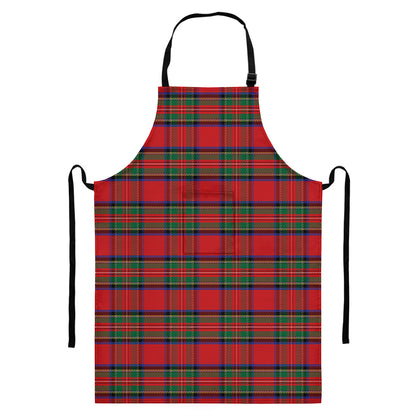 Royal Stewart Tartan Pattern Print Bib Apron With Pocket