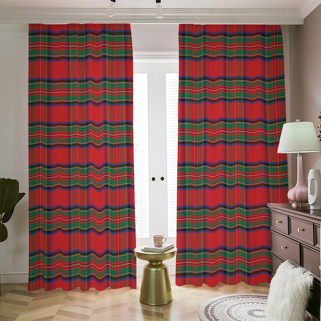 Royal Stewart Tartan Pattern Print Blackout Pencil Pleat Curtains