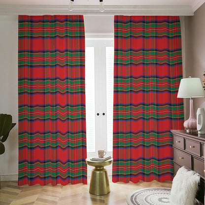 Royal Stewart Tartan Pattern Print Blackout Pencil Pleat Curtains