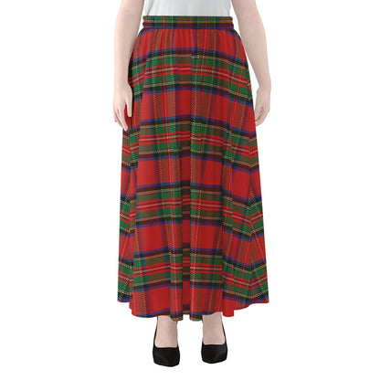 Royal Stewart Tartan Pattern Print Chiffon Maxi Skirt