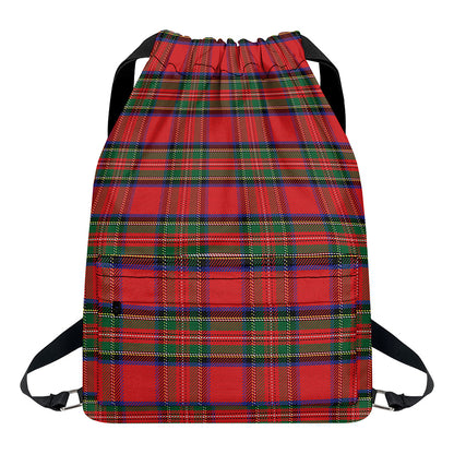 Royal Stewart Tartan Pattern Print Drawstring Backpack