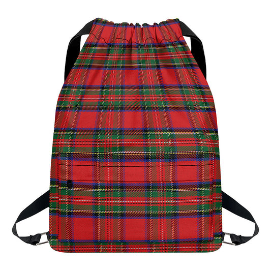 Royal Stewart Tartan Pattern Print Drawstring Backpack