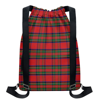 Royal Stewart Tartan Pattern Print Drawstring Backpack