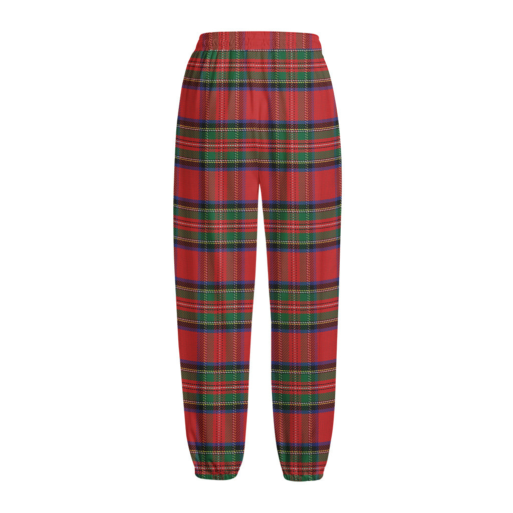 Royal Stewart Tartan Pattern Print Fleece Lined Knit Pants