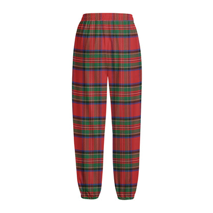 Royal Stewart Tartan Pattern Print Fleece Lined Knit Pants