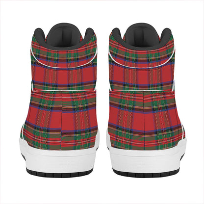 Royal Stewart Tartan Pattern Print High Top Leather Sneakers
