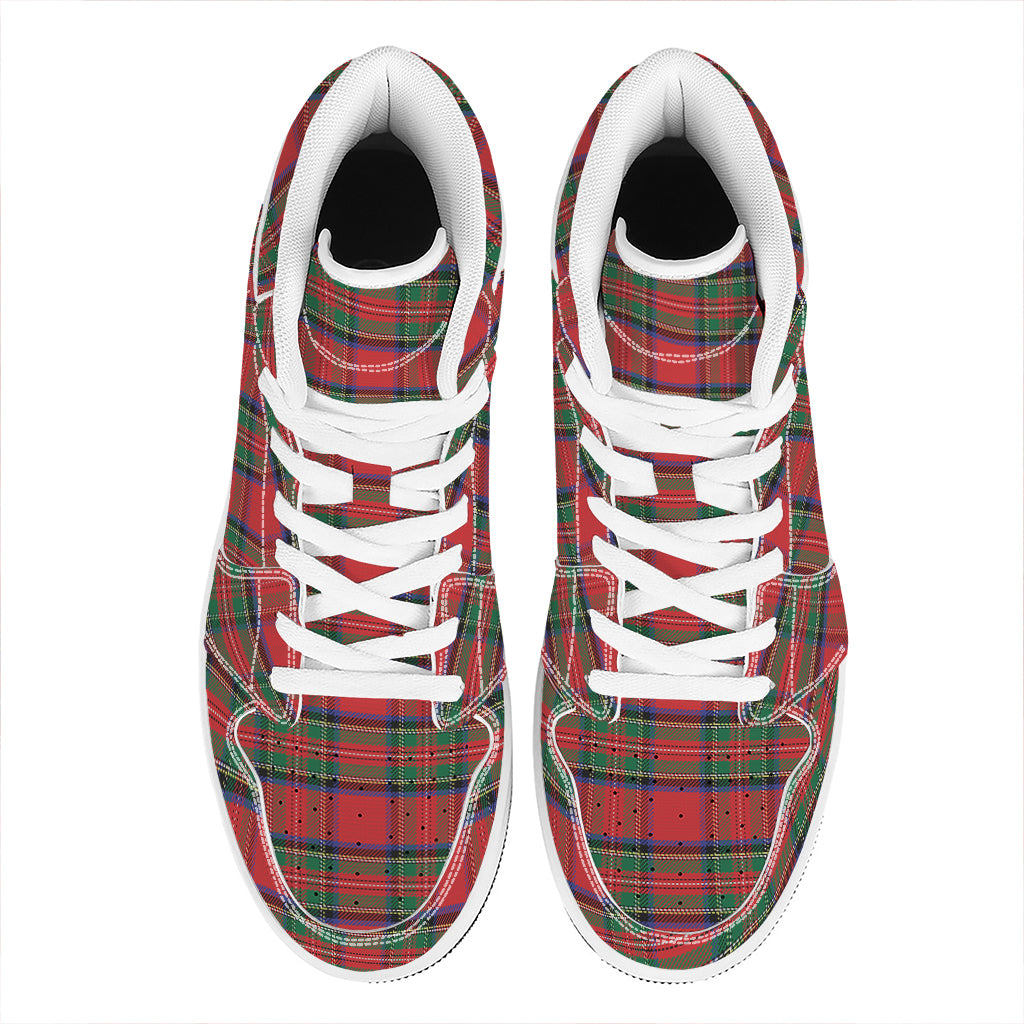 Royal Stewart Tartan Pattern Print High Top Leather Sneakers