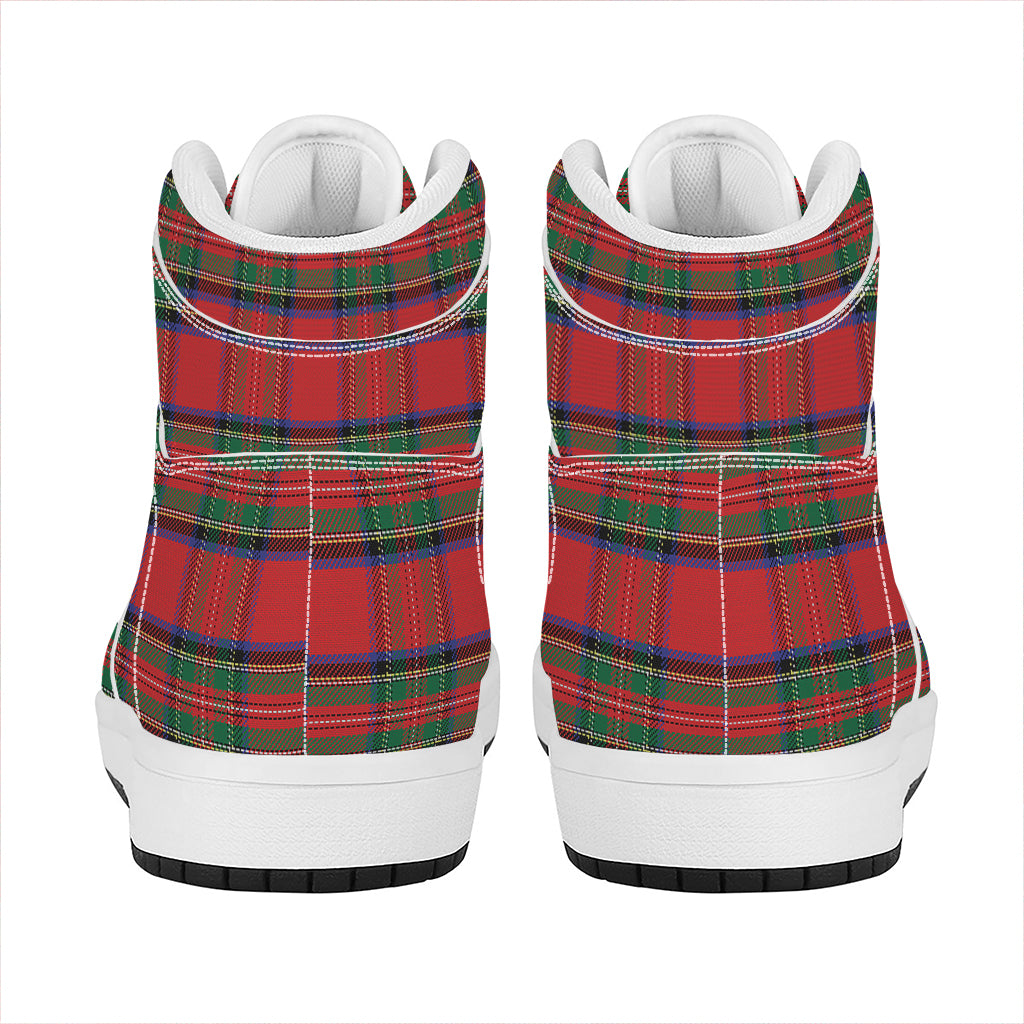 Royal Stewart Tartan Pattern Print High Top Leather Sneakers
