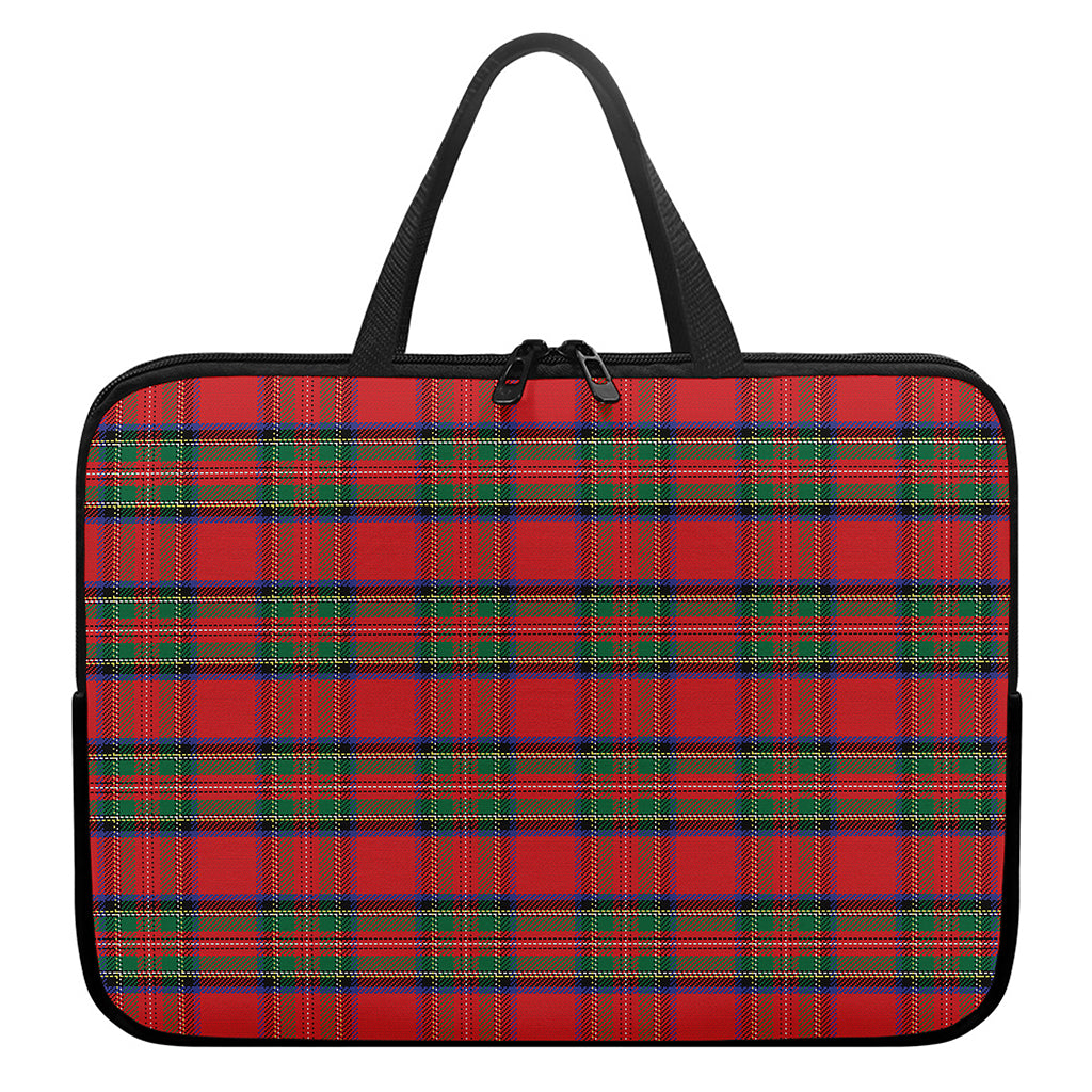 Royal Stewart Tartan Pattern Print Laptop Sleeve With Handle