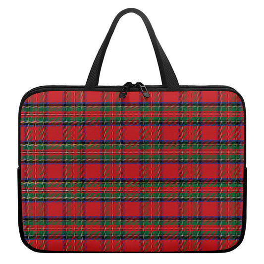 Royal Stewart Tartan Pattern Print Laptop Sleeve With Handle
