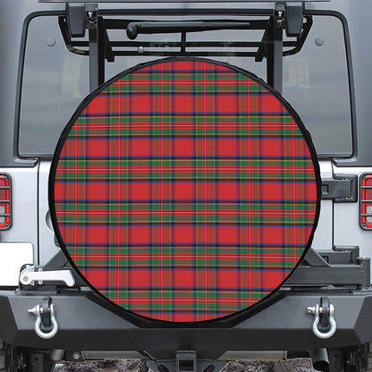 Royal Stewart Tartan Pattern Print Leather Spare Tire Cover