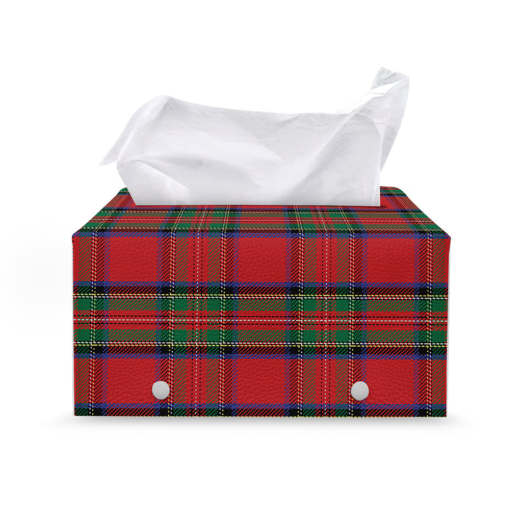 Royal Stewart Tartan Pattern Print Leather Tissue Box Cover
