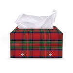 Royal Stewart Tartan Pattern Print Leather Tissue Box Cover