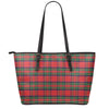 Royal Stewart Tartan Pattern Print Leather Tote Bag