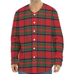 Royal Stewart Tartan Pattern Print Long Sleeve Baseball Jersey