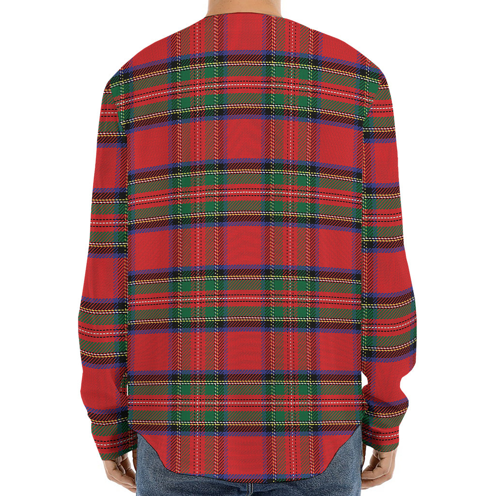 Royal Stewart Tartan Pattern Print Long Sleeve Baseball Jersey