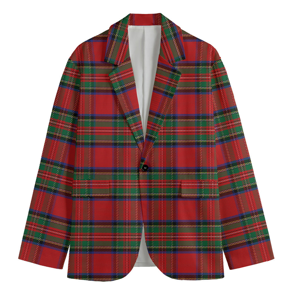 Royal Stewart Tartan Pattern Print Men's Cotton Blazer
